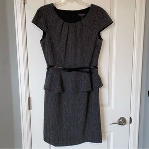 Connected peplum dress with belt